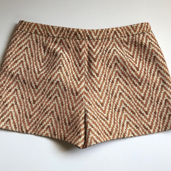 Women’s Zara Brown Ivory Brocade High Waist Shorts Size M - Picture 2 of 4